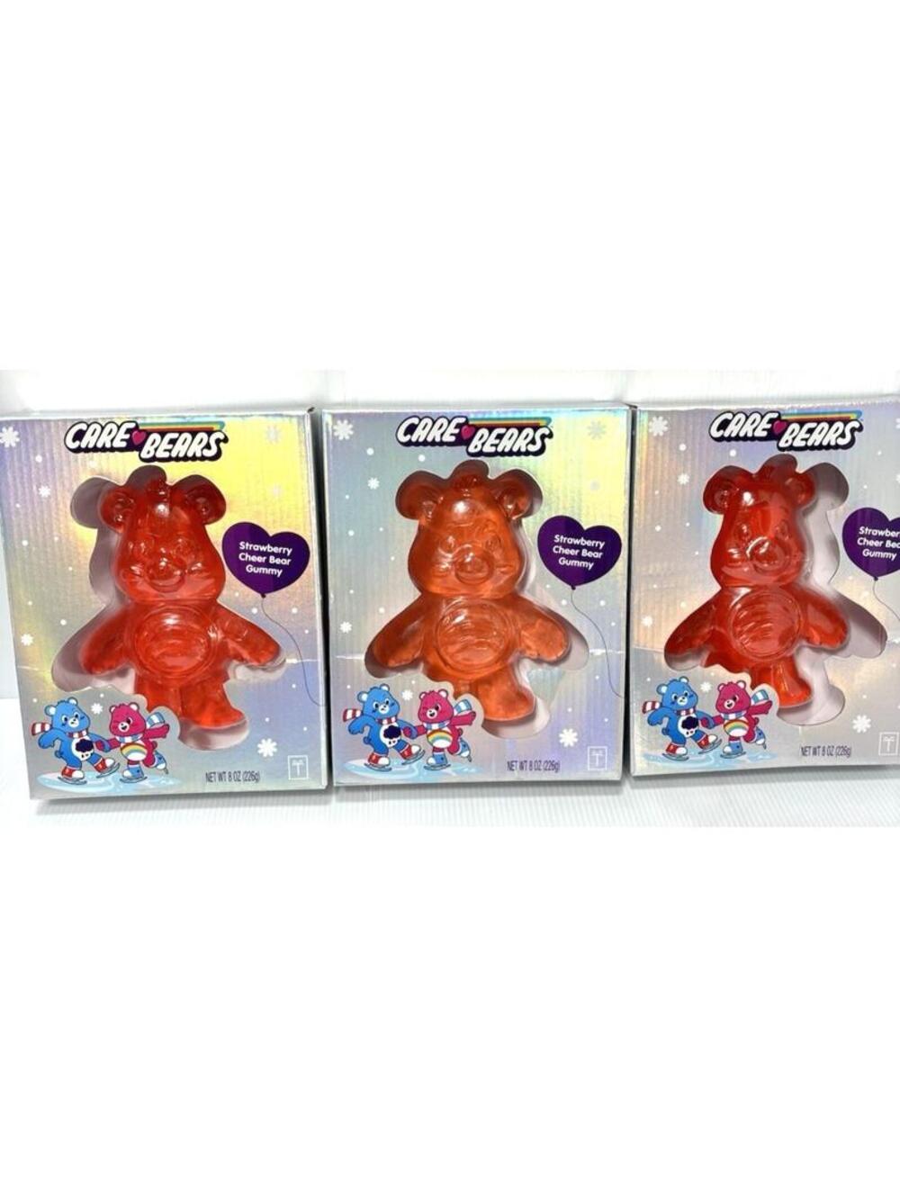 Care Bear Gummy Bear LARGE Strawberry Gummy Candy 3‑Pc Box Set 8oz Shaped Treat